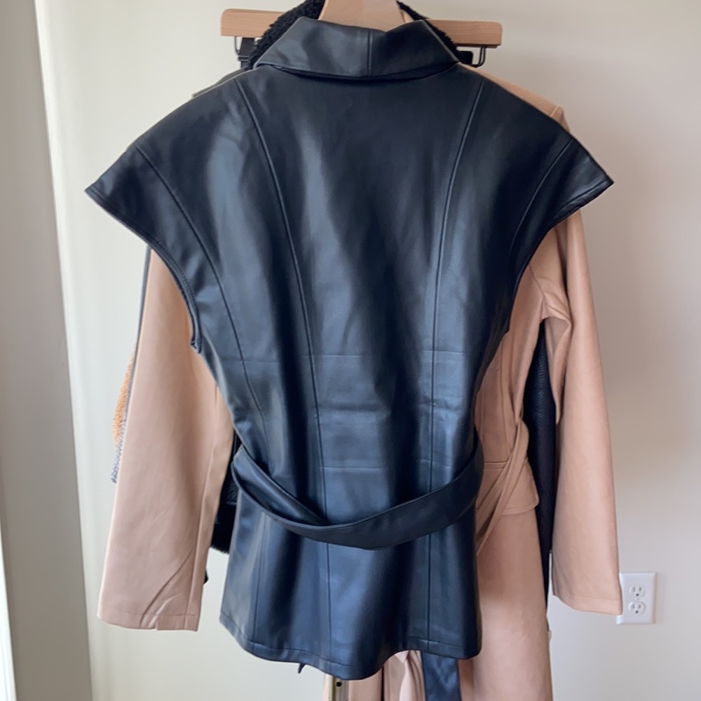 S Jason Wu Faux Leather Vest With Belt Black - Picture 9 of 10